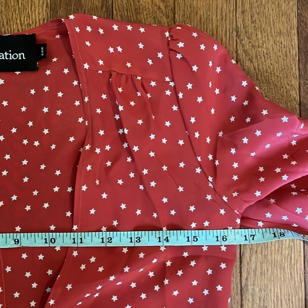 Realisation Par | 100% Silk The Bianca Front Tie Top Red White Stars XXS July 4 - Picture 12 of 13